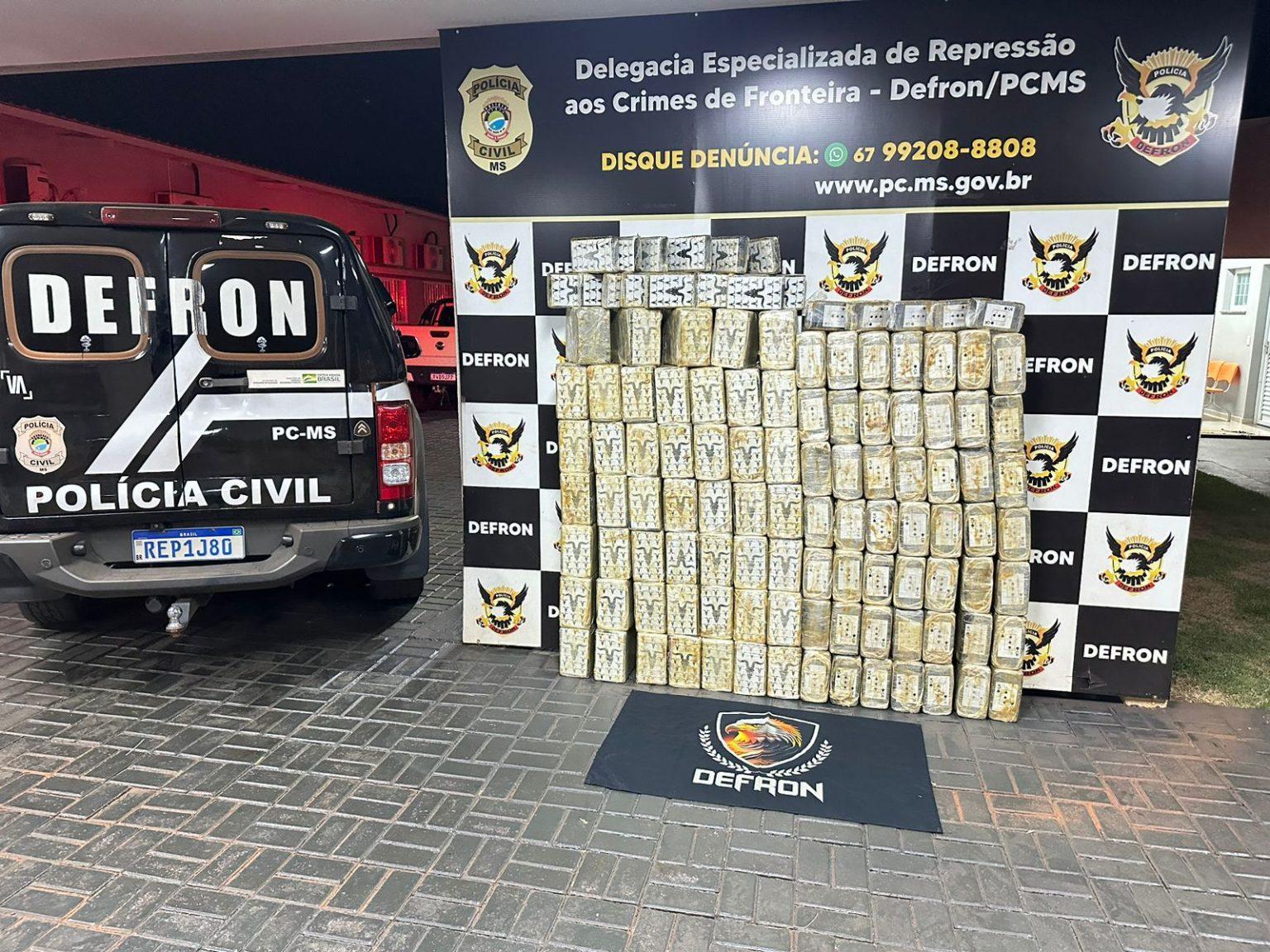 DEFRON apreende 500 kg de cocaína na fronteira com o Paraguai