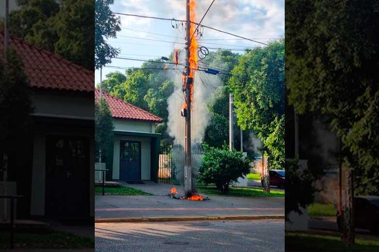 Incêndio em transformador e  fios assusta moradores em Aquidauana