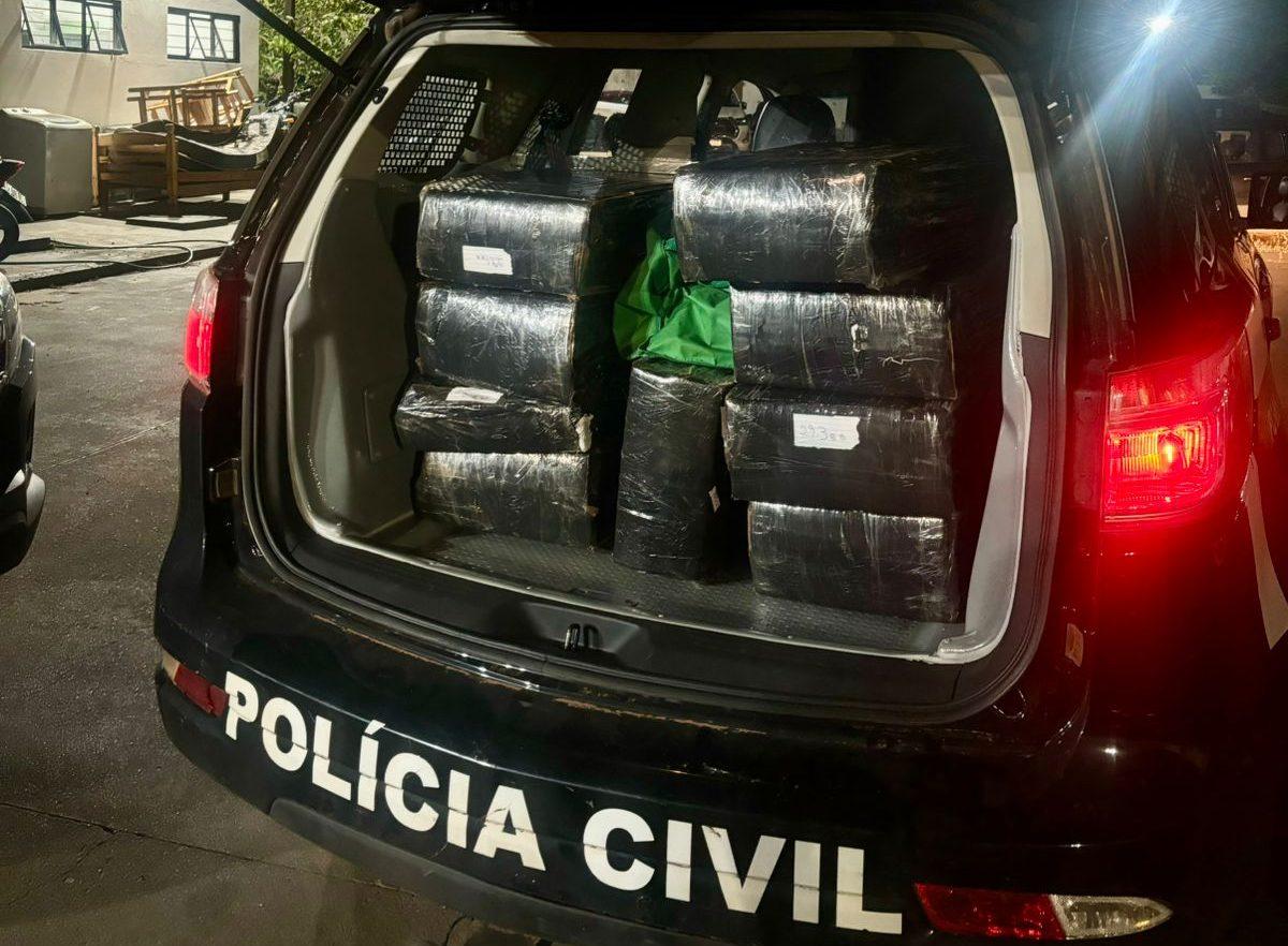 Polícia apreende 250kg de maconha e prende suspeito em flagrante